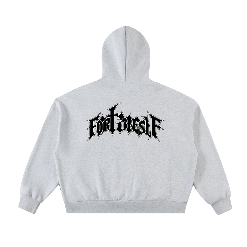 FORONESELF Fleeced Full-Zip Boxy Hoodie
