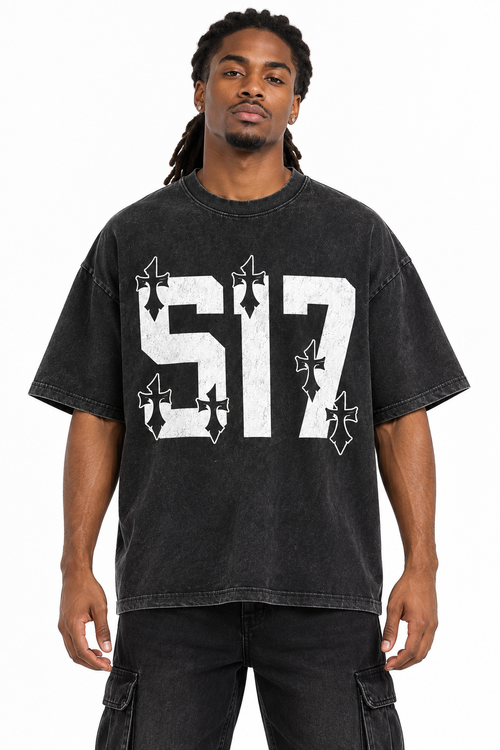 Big 517 T-Shirt front view on model against white background