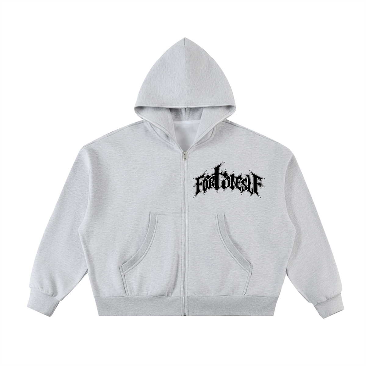 FORONESELF Fleeced Full-Zip Boxy Hoodie