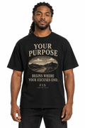 Purpose T-Shirt front view on model against white background